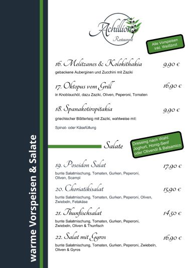 warme vorspeisen und Salate